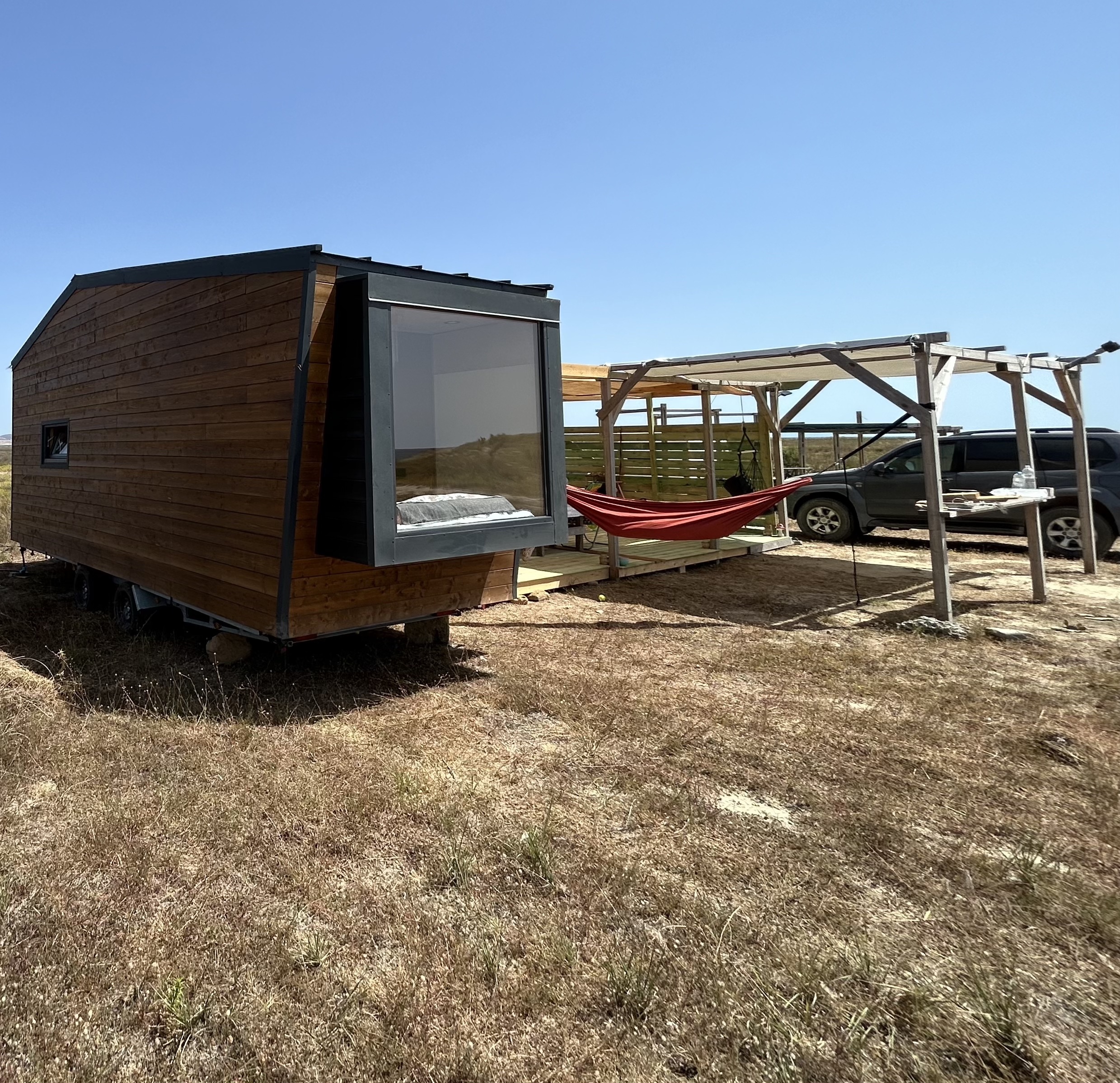 Side view of one of the small houses.